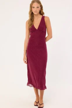Gabriella Midi Dress Basic Polka Flock Berry