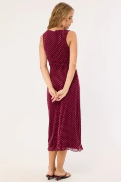 Gabriella Midi Dress Basic Polka Flock Berry
