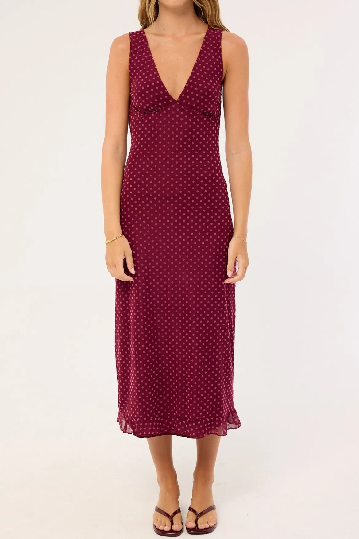Gabriella Midi Dress Basic Polka Flock Berry