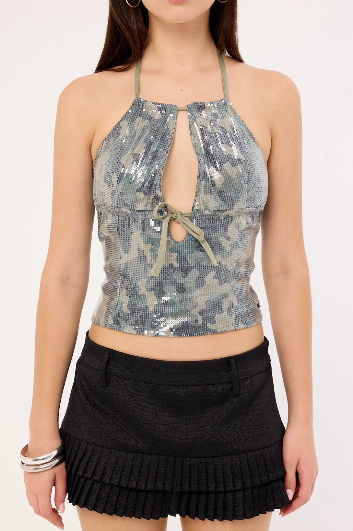 Gaia Sequin Cami Top Camo
