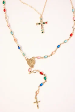 Gem Drop Necklace 2 Pack Gold