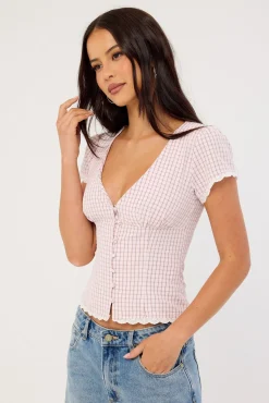 Gemma Short Sleeve Blouse Pink