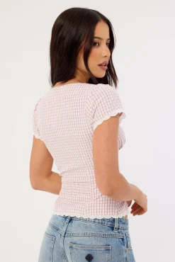 Gemma Short Sleeve Blouse Pink