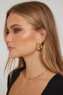 Genevieve Thick Hoop Earrings 18k Gold Plated