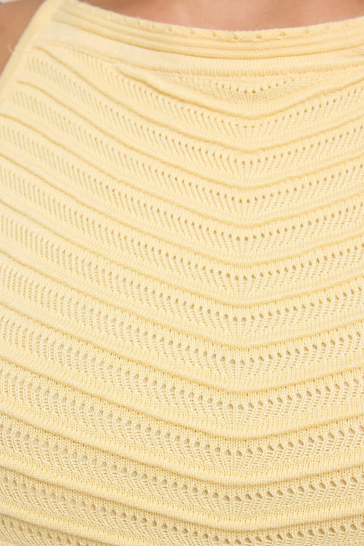 Genova Square Neck Knit Midi Dress Yellow