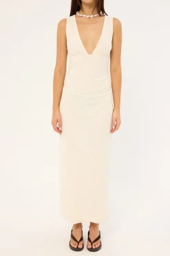 Gerda Maxi Dress Floral Flock Cream