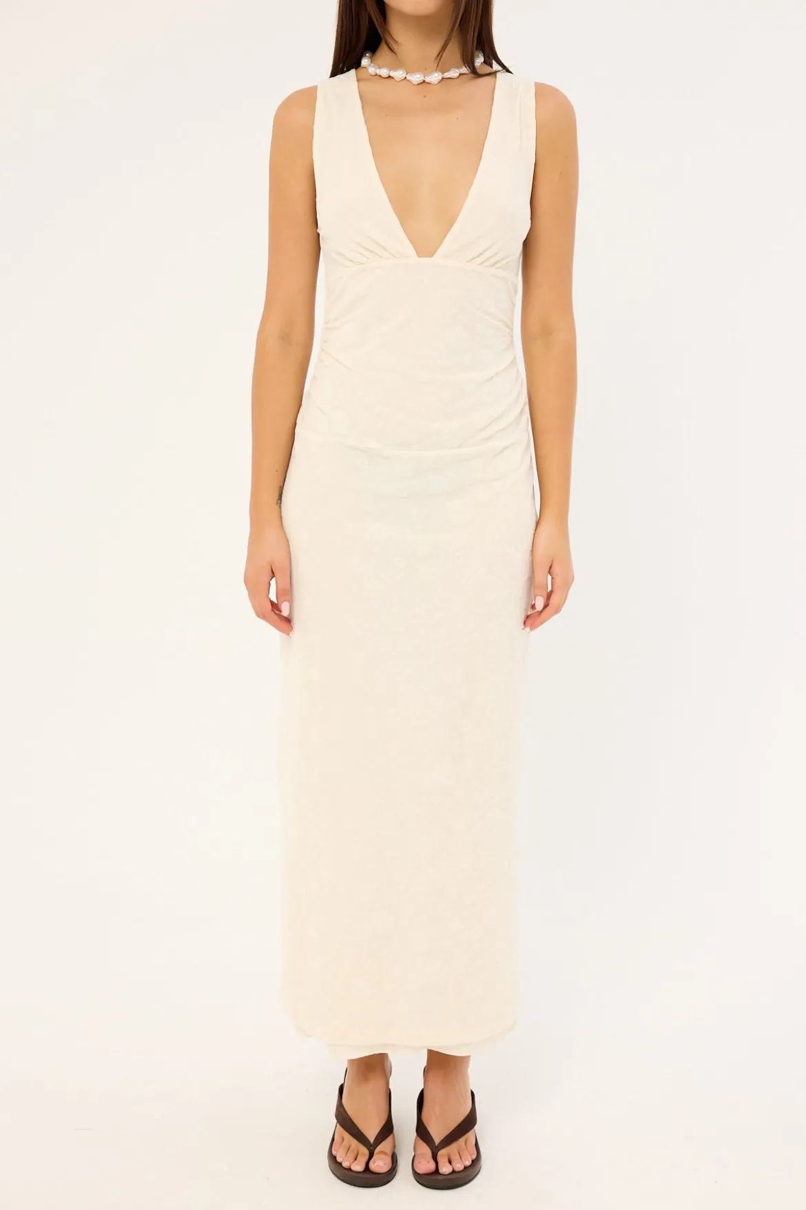 Gerda Maxi Dress Floral Flock Cream