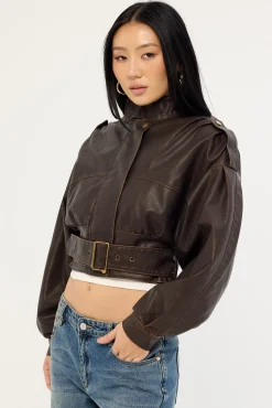 Gigi Leather Jacket Chocolate