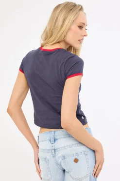 Girls Surf Baby Ringer Tee Navy Blue