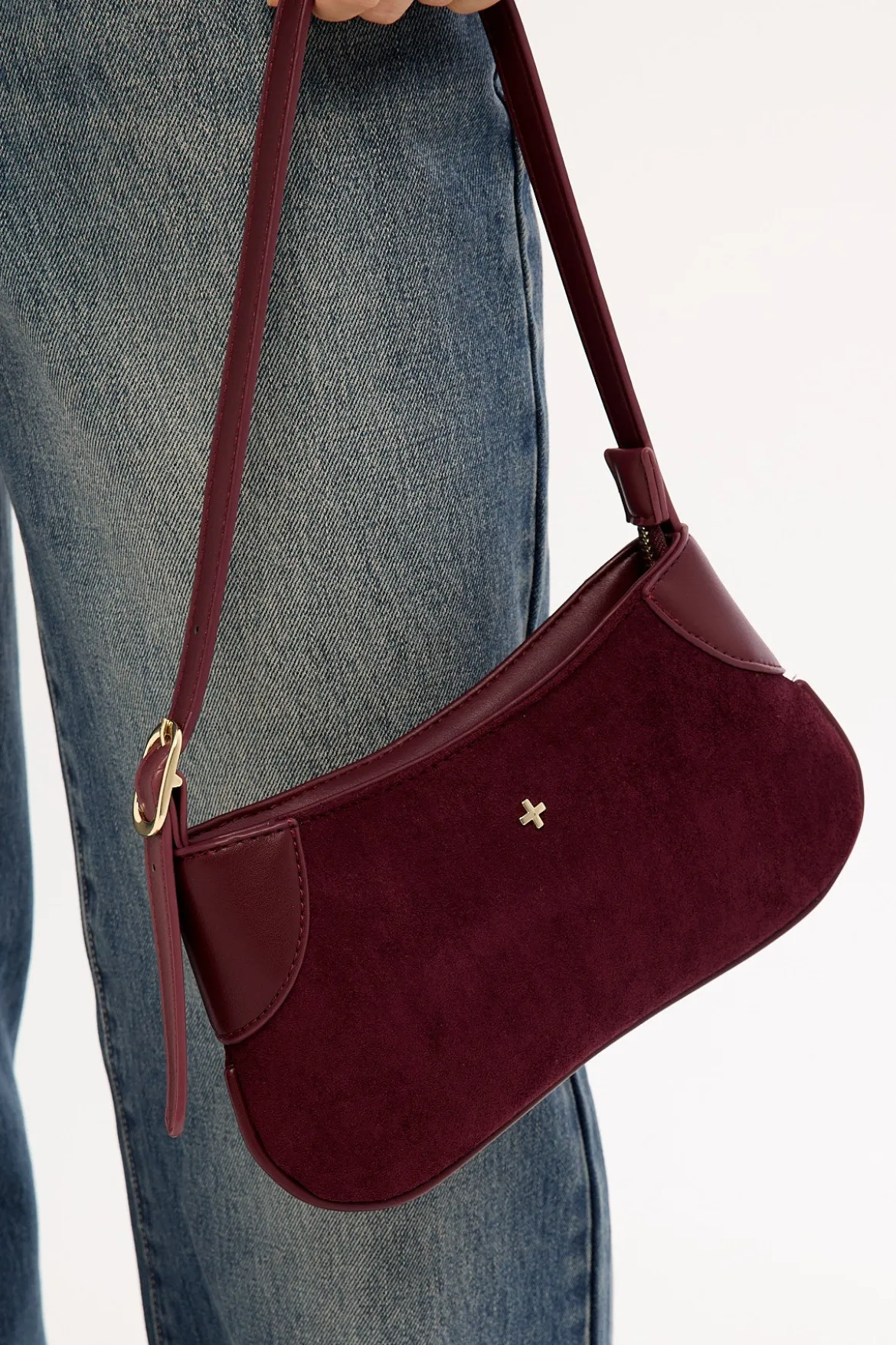 Glinda Mini Shoulder Bag Berry Suede