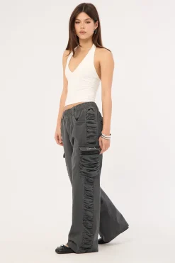 Glint Ruched Cargo Pants Steel