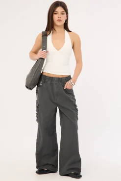 Glint Ruched Cargo Pants Steel