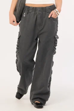 Glint Ruched Cargo Pants Steel