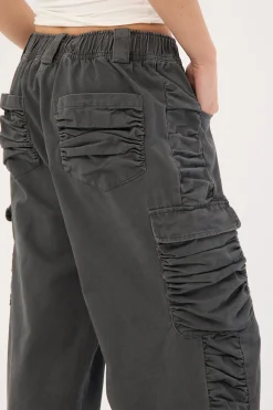 Glint Ruched Cargo Pants Steel