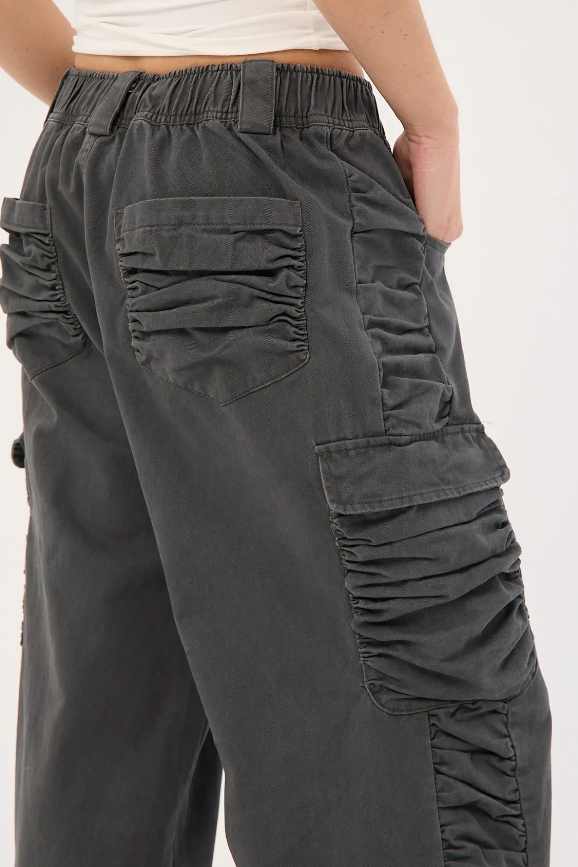 Glint Ruched Cargo Pants Steel