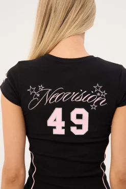 Glint V Neck Baby Tee Black