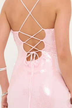 Glisten Sequin Maxi Dress Light Pink