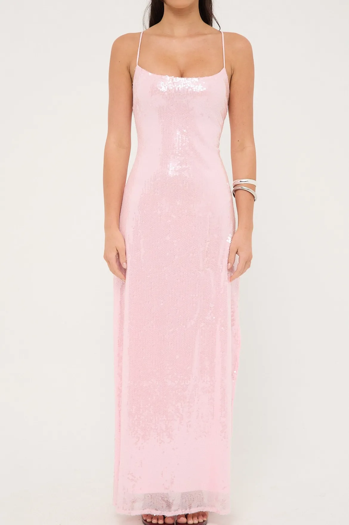 Glisten Sequin Maxi Dress Light Pink