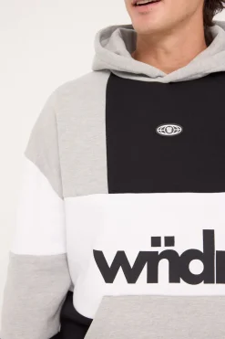 Global Panel Hood Sweat Black/Grey Marle