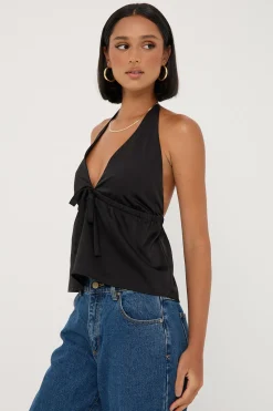 Glossy Halter Top Black