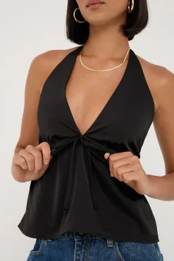Glossy Halter Top Black