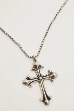 Gothic Cross Pendant Necklace Silver