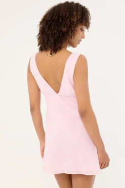 Gracie V Neck Broderie Mini Dress Pink