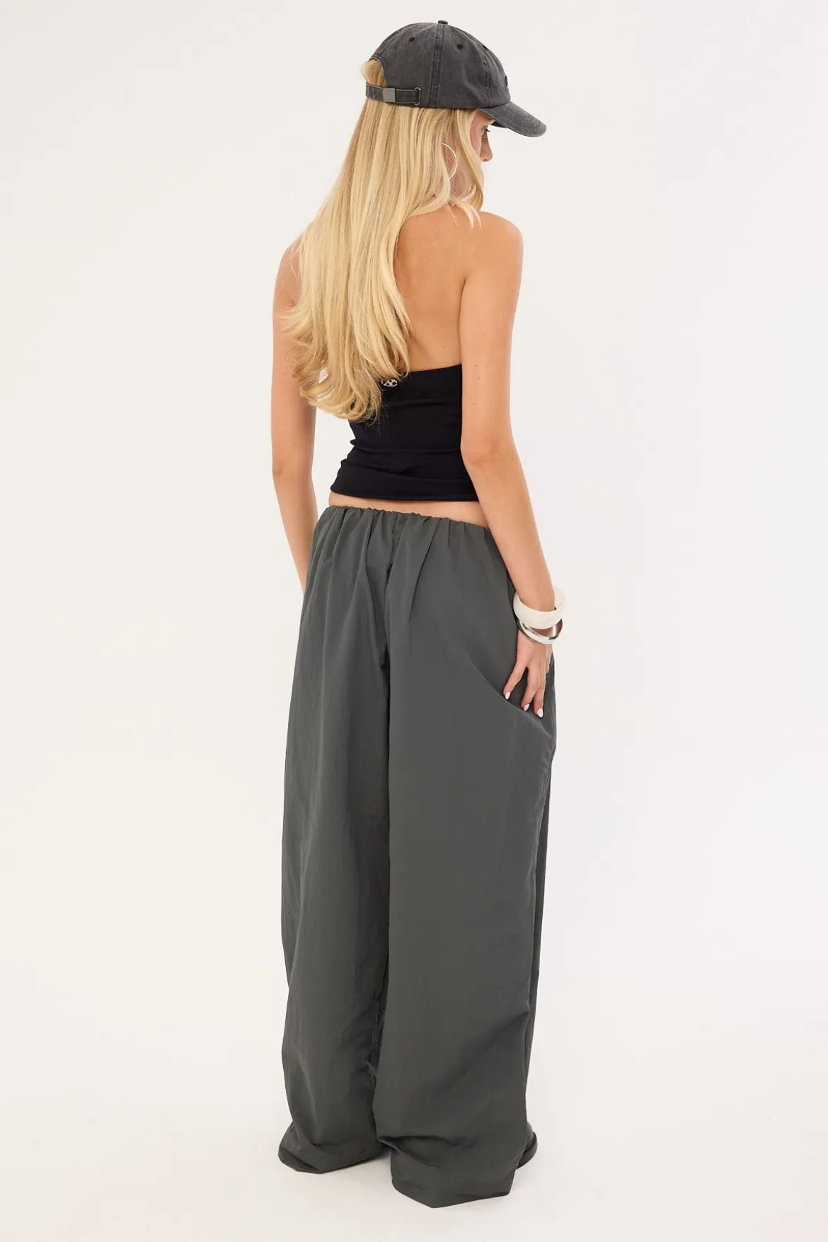 Gravex Nylon Wide Leg Pant Khaki Green