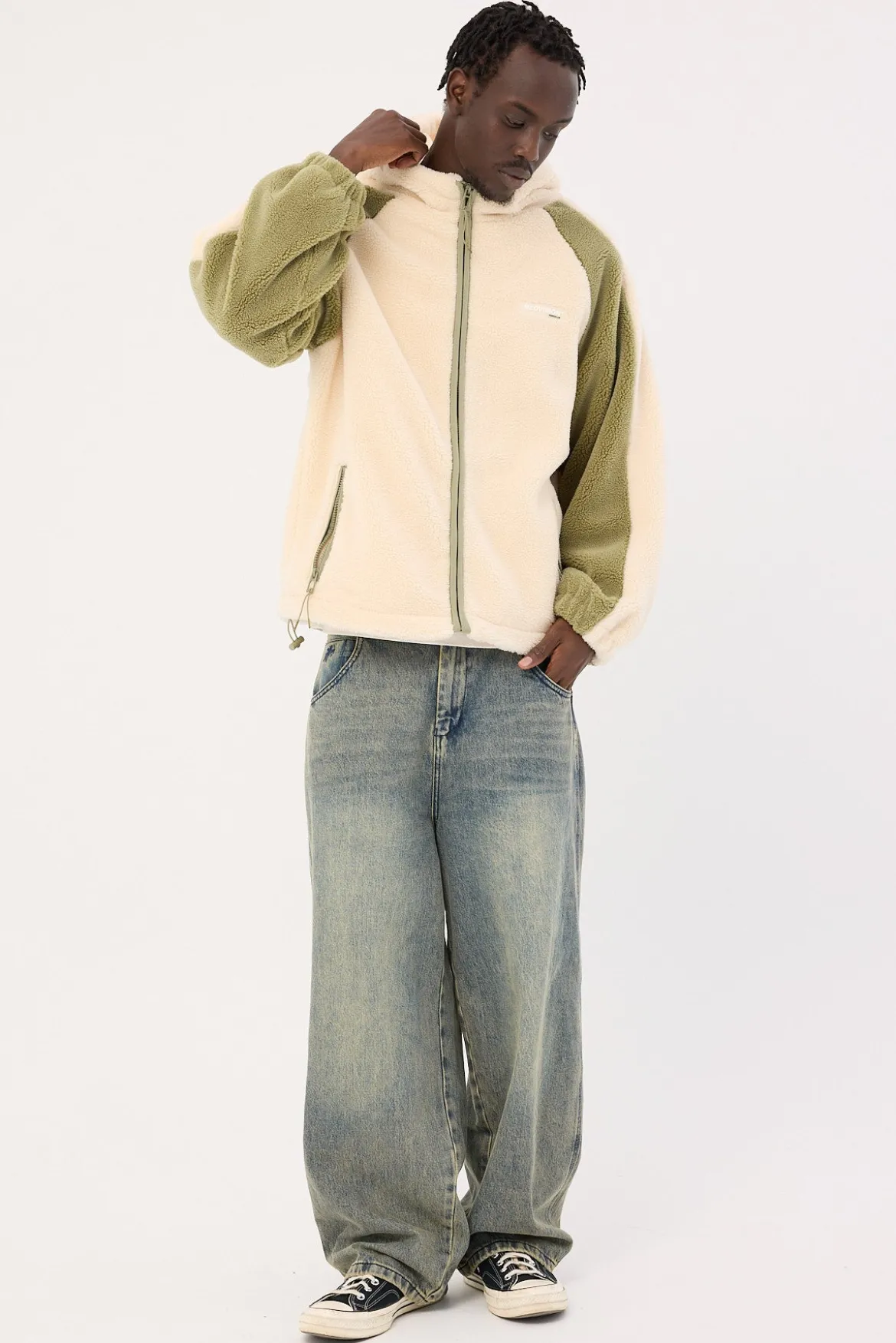 Gravity Hooded Sherpa Jacket Ecru