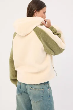 Gravity Hooded Sherpa Jacket Ecru