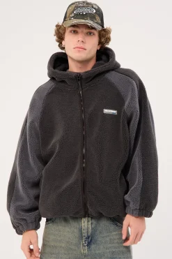 Gravity Hooded Sherpa Jacket Charcoal