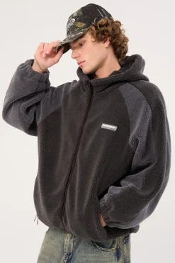 Gravity Hooded Sherpa Jacket Charcoal