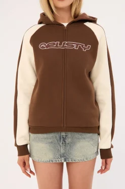 Greyson ZIp Through Oversized Hood Pinecone/Cream