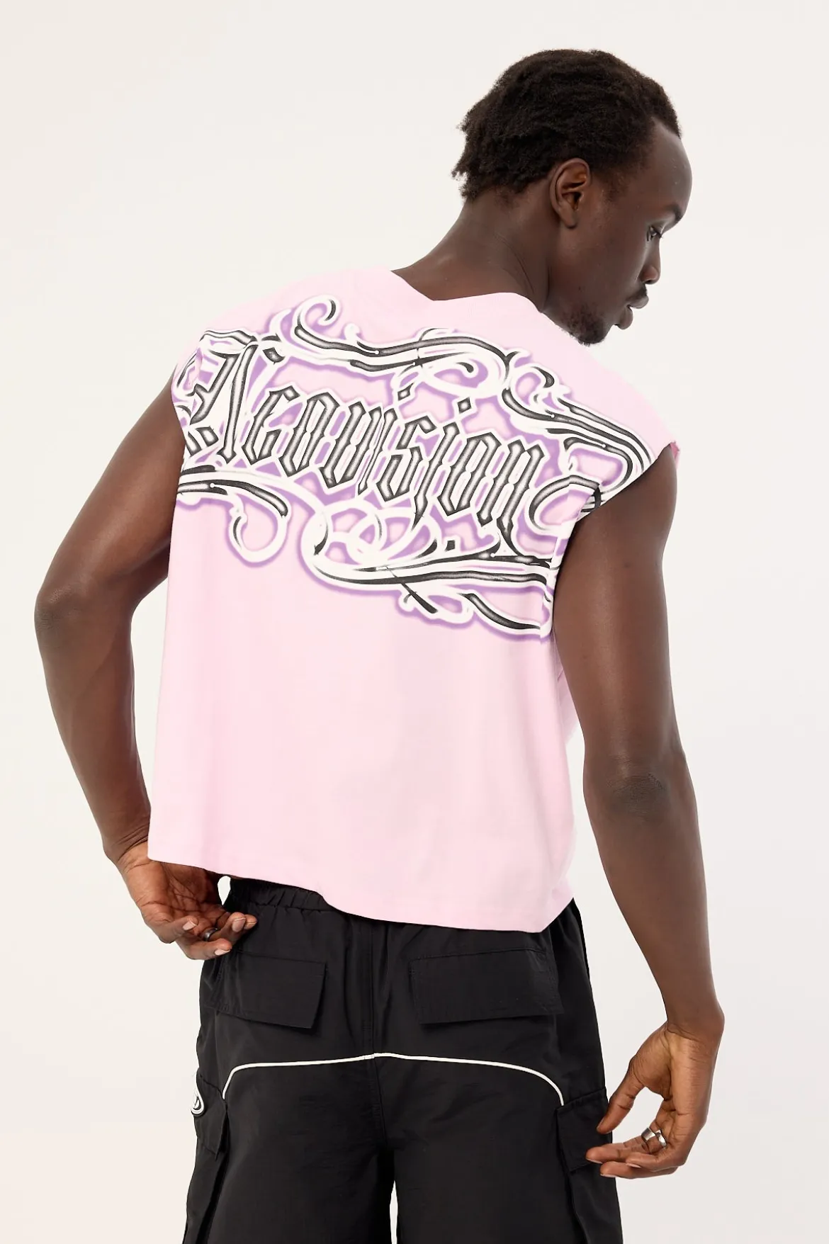 Grime Cropped Muscle Tank Candy Pink