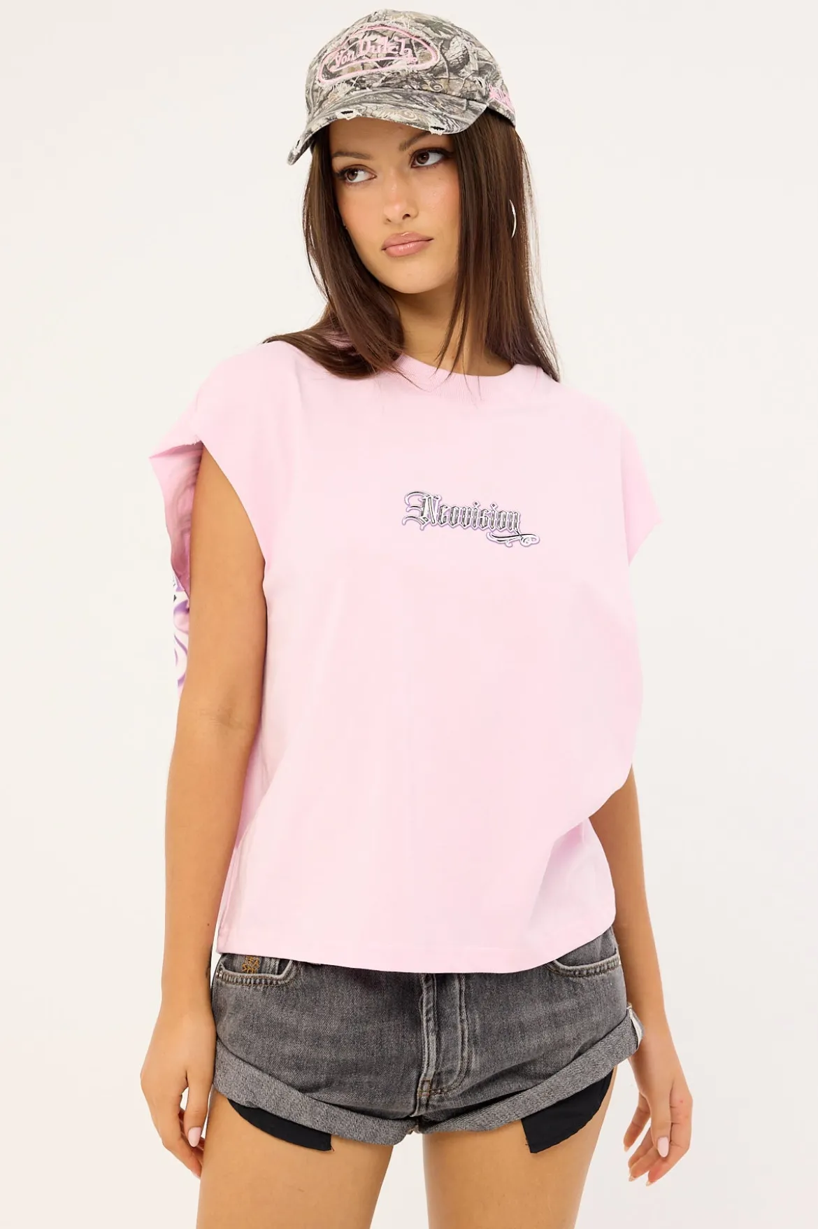 Grime Cropped Muscle Tank Candy Pink