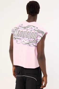Grime Cropped Muscle Tank Candy Pink