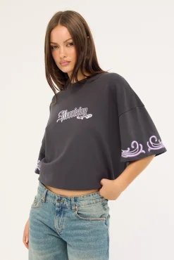 Grime Relaxed Fit Baby Tee Washed Black