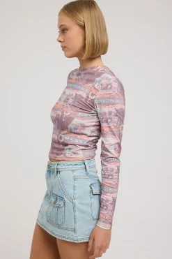 Guess Cargo Denim Skirt GO Tinted Light Wash