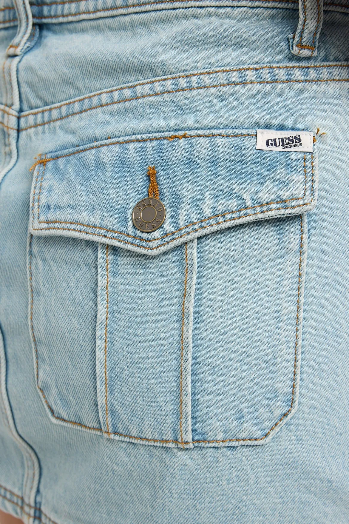 Guess Cargo Denim Skirt GO Tinted Light Wash