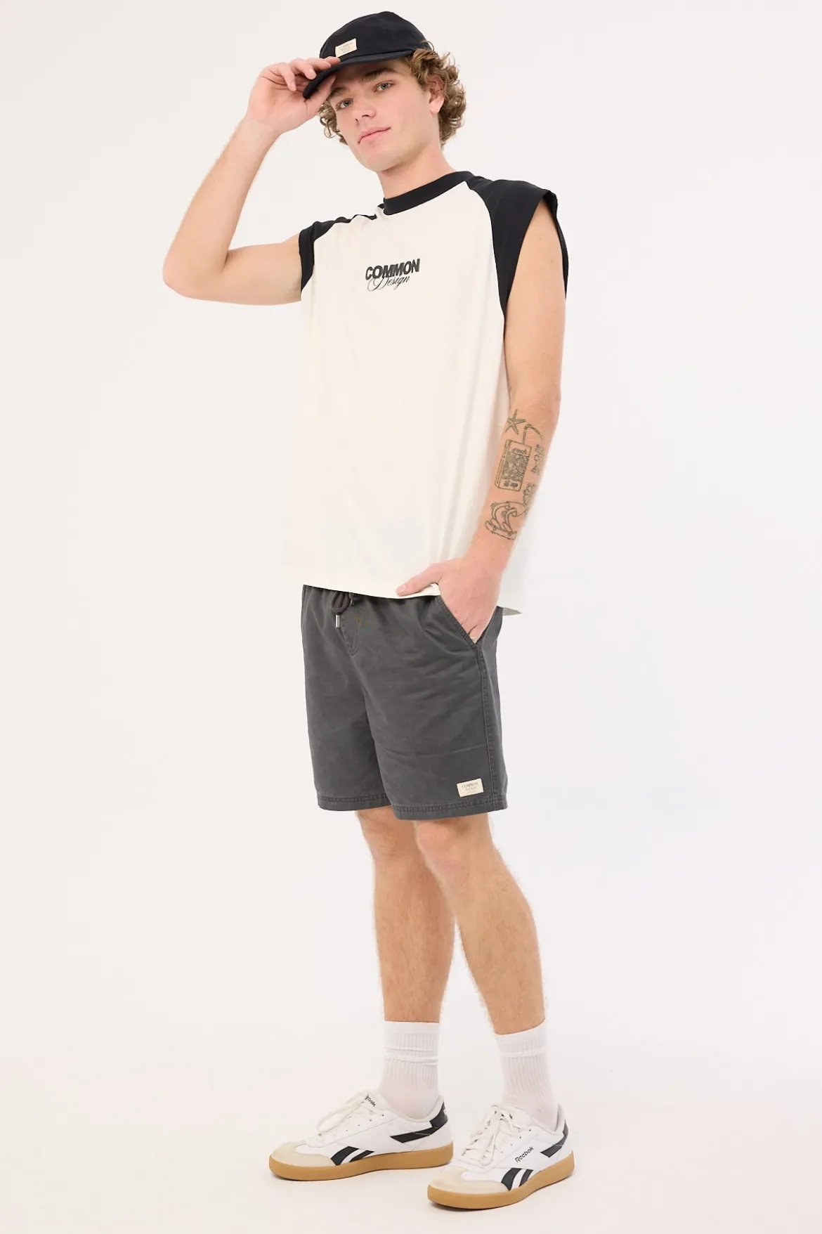 Habitat Elastic Waist Short Washed Steel