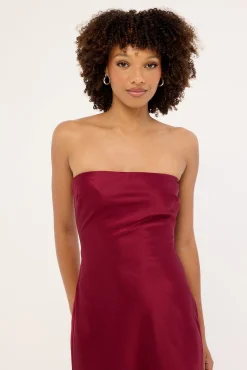 Hallie Strapless Maxi Dress Burgundy