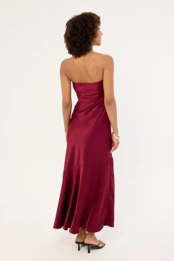 Hallie Strapless Maxi Dress Burgundy