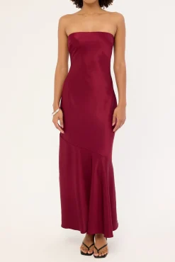 Hallie Strapless Maxi Dress Burgundy
