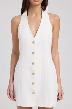 Halter Suiting Vest Mini Dress White
