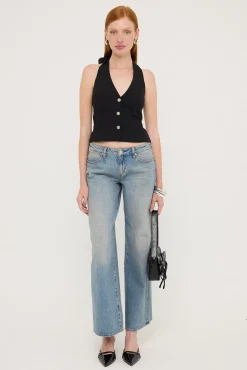 Halter Suiting Vest Top Black