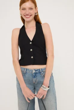 Halter Suiting Vest Top Black