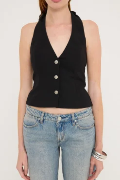 Halter Suiting Vest Top Black
