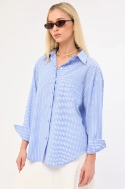 Hanna Striped Oversized Shirt Blue Stripe