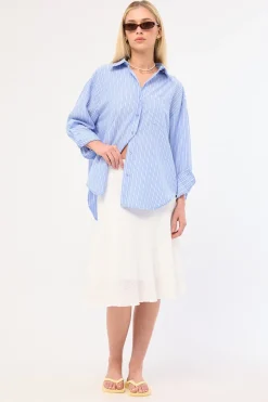 Hanna Striped Oversized Shirt Blue Stripe