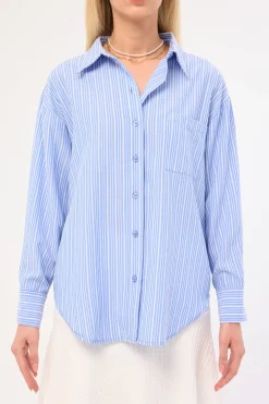 Hanna Striped Oversized Shirt Blue Stripe